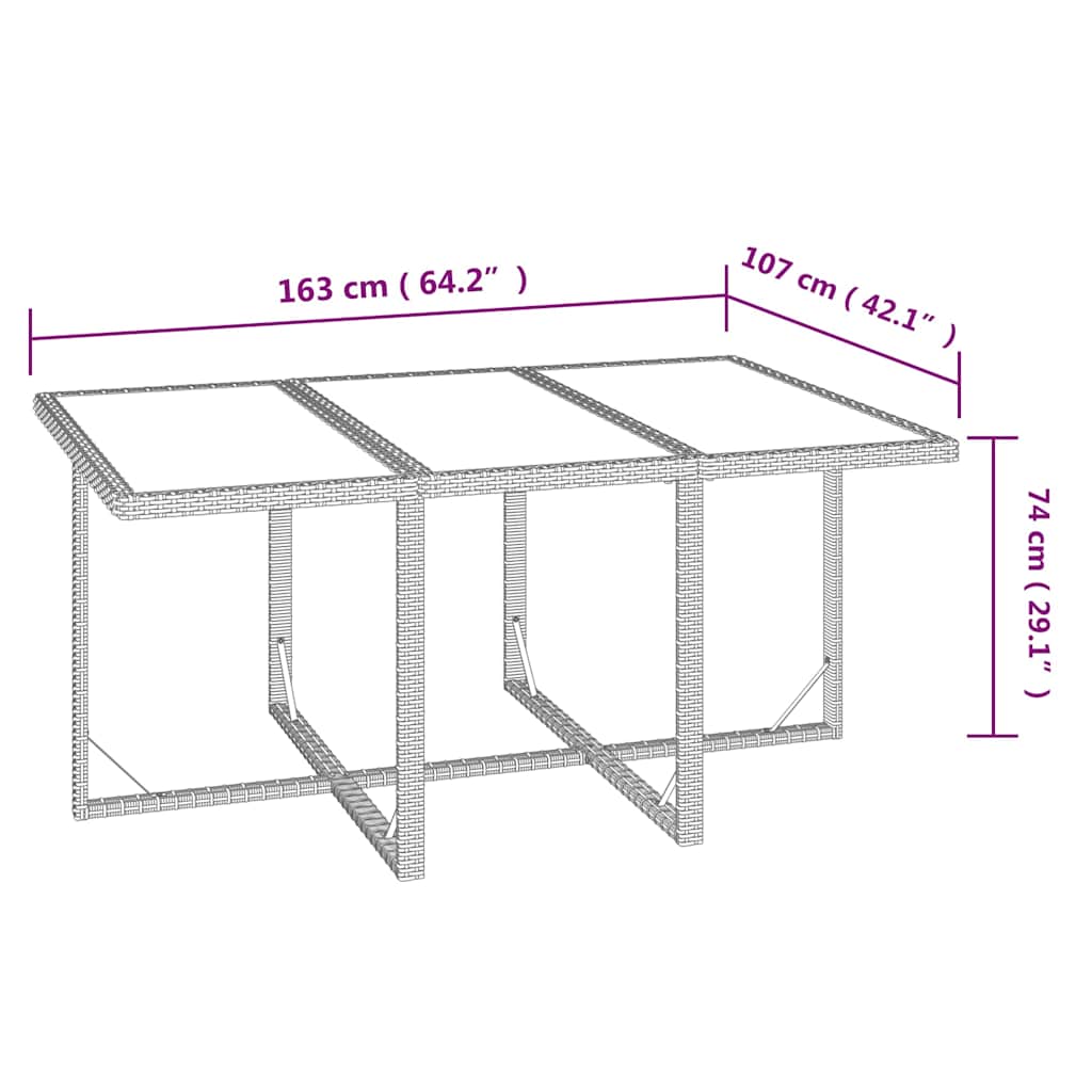7 részes fekete polyrattan kerti étkezőgarnitúra párnákkal 9
