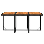 7 részes fekete polyrattan kerti étkezőgarnitúra párnákkal 7