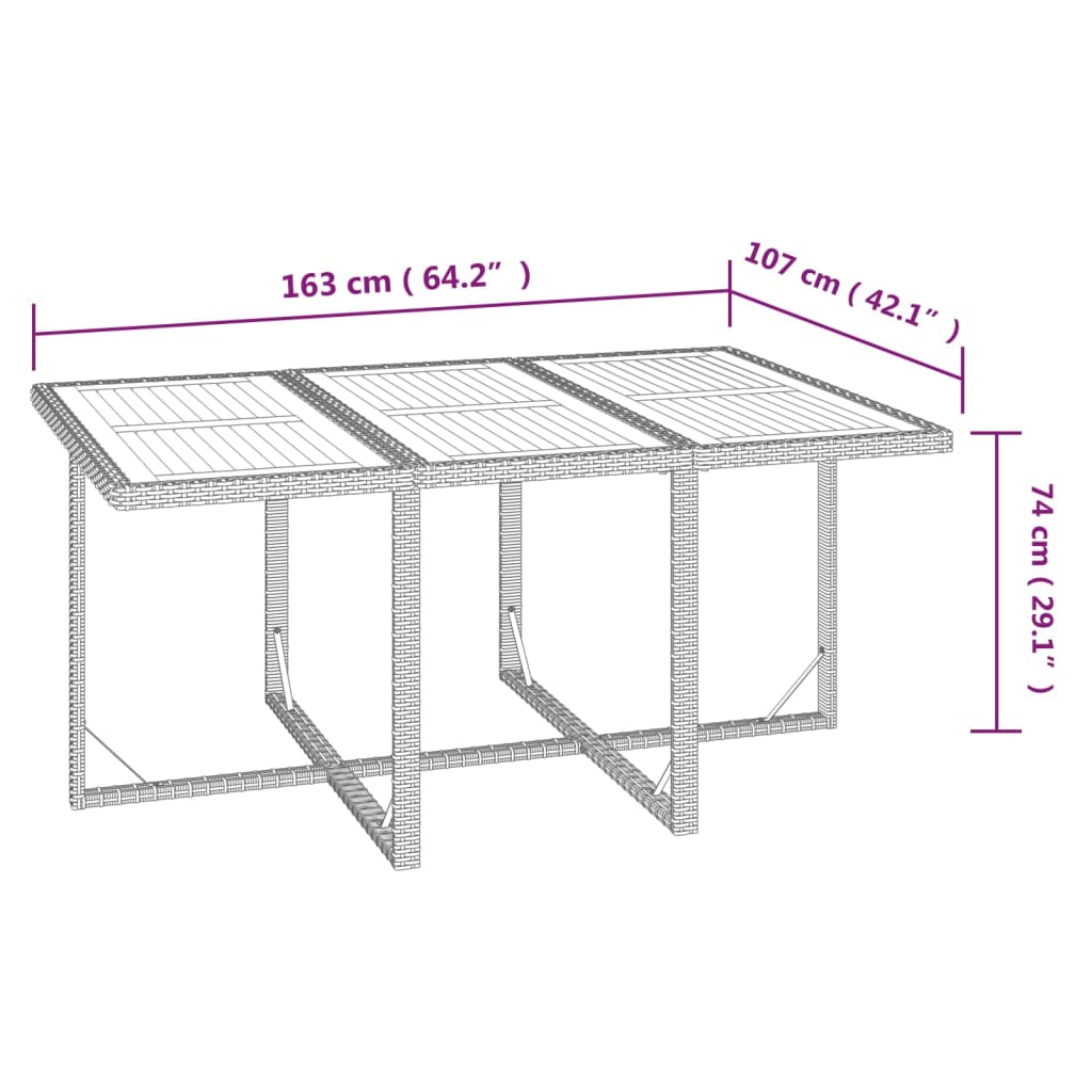 7 részes fekete polyrattan kerti étkezőgarnitúra párnákkal 9