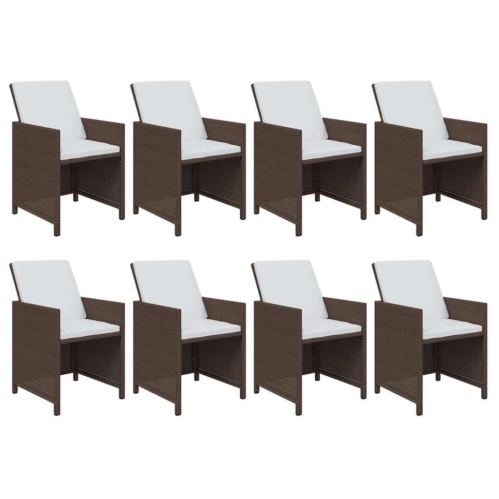 9 részes barna polyrattan kerti étkezőgarnitúra párnákkal 4