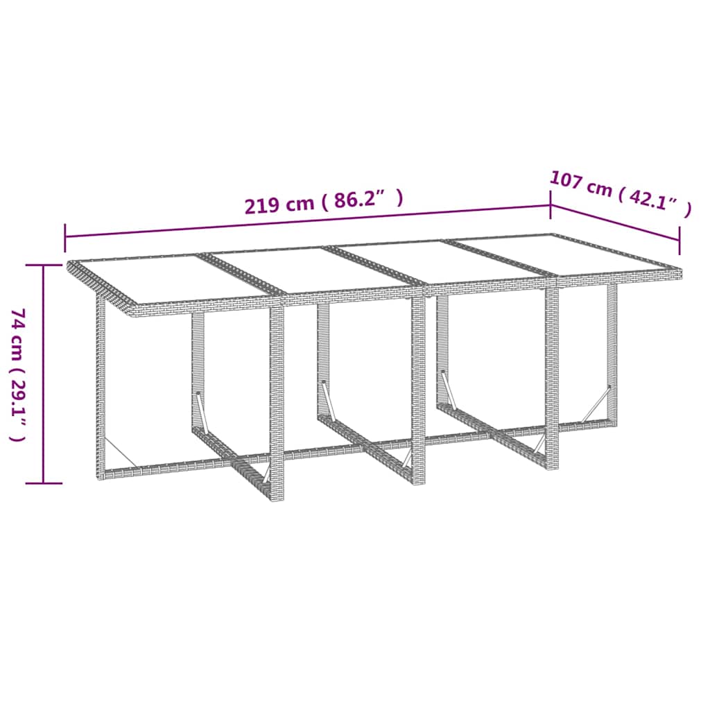 9 részes barna polyrattan kerti étkezőgarnitúra párnákkal 10