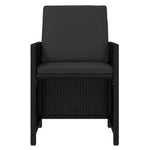 11 részes fekete polyrattan kerti étkezőgarnitúra párnákkal 6