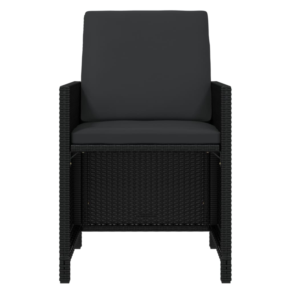 11 részes fekete polyrattan kerti étkezőgarnitúra párnákkal 6