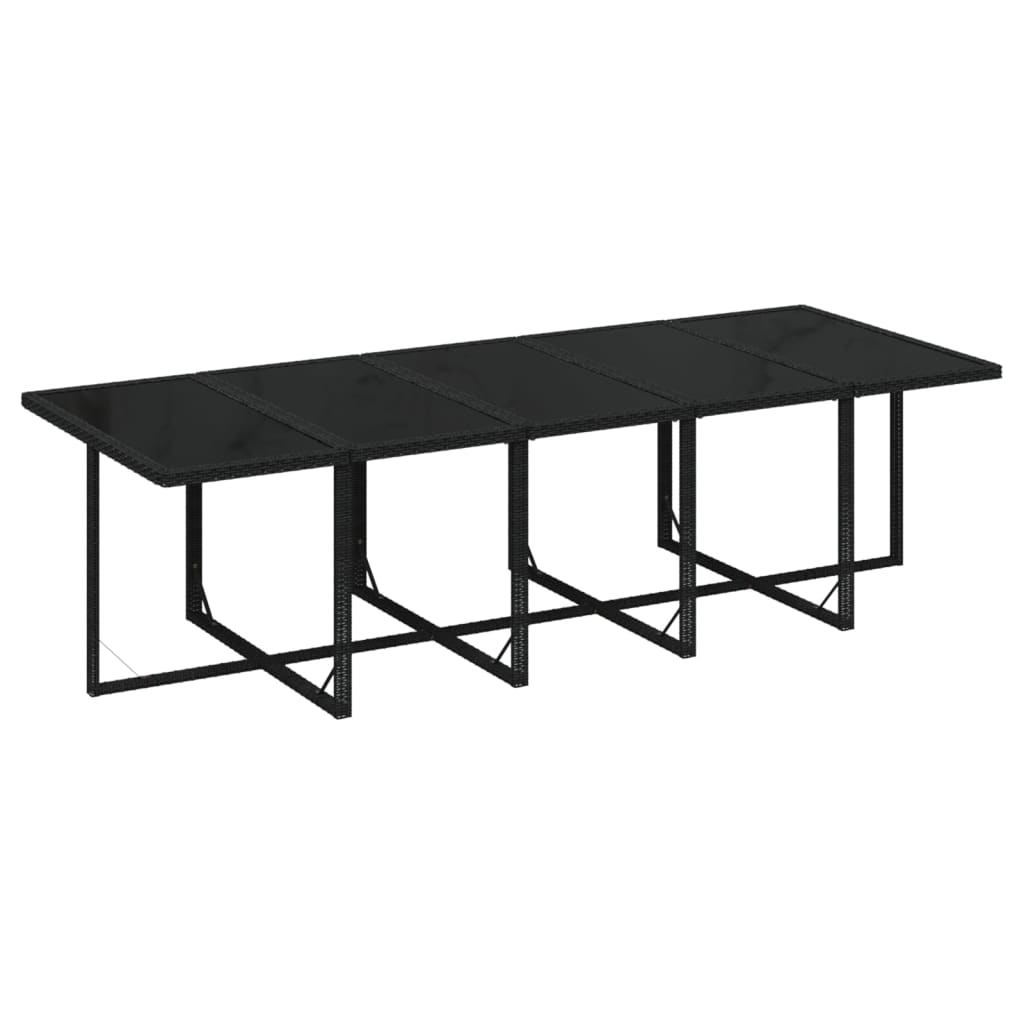 11 részes fekete polyrattan kerti étkezőgarnitúra párnákkal 7