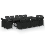 15 részes szürke polyrattan kerti étkezőgarnitúra párnákkal 2