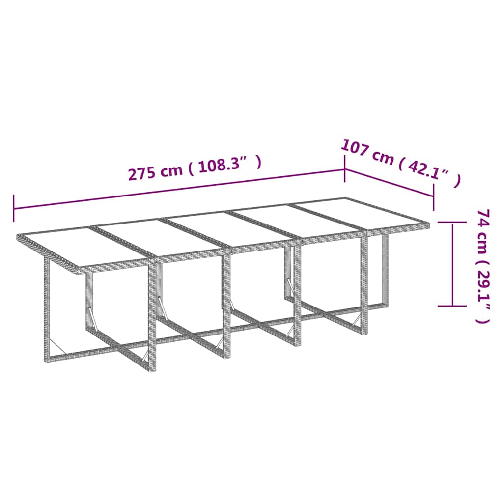 15 részes szürke polyrattan kerti étkezőgarnitúra párnákkal 10