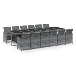 13 részes szürke polyrattan kerti étkezőgarnitúra párnákkal 2