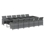 13 részes szürke polyrattan kerti étkezőgarnitúra párnákkal 3