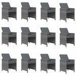 13 részes szürke polyrattan kerti étkezőgarnitúra párnákkal 4