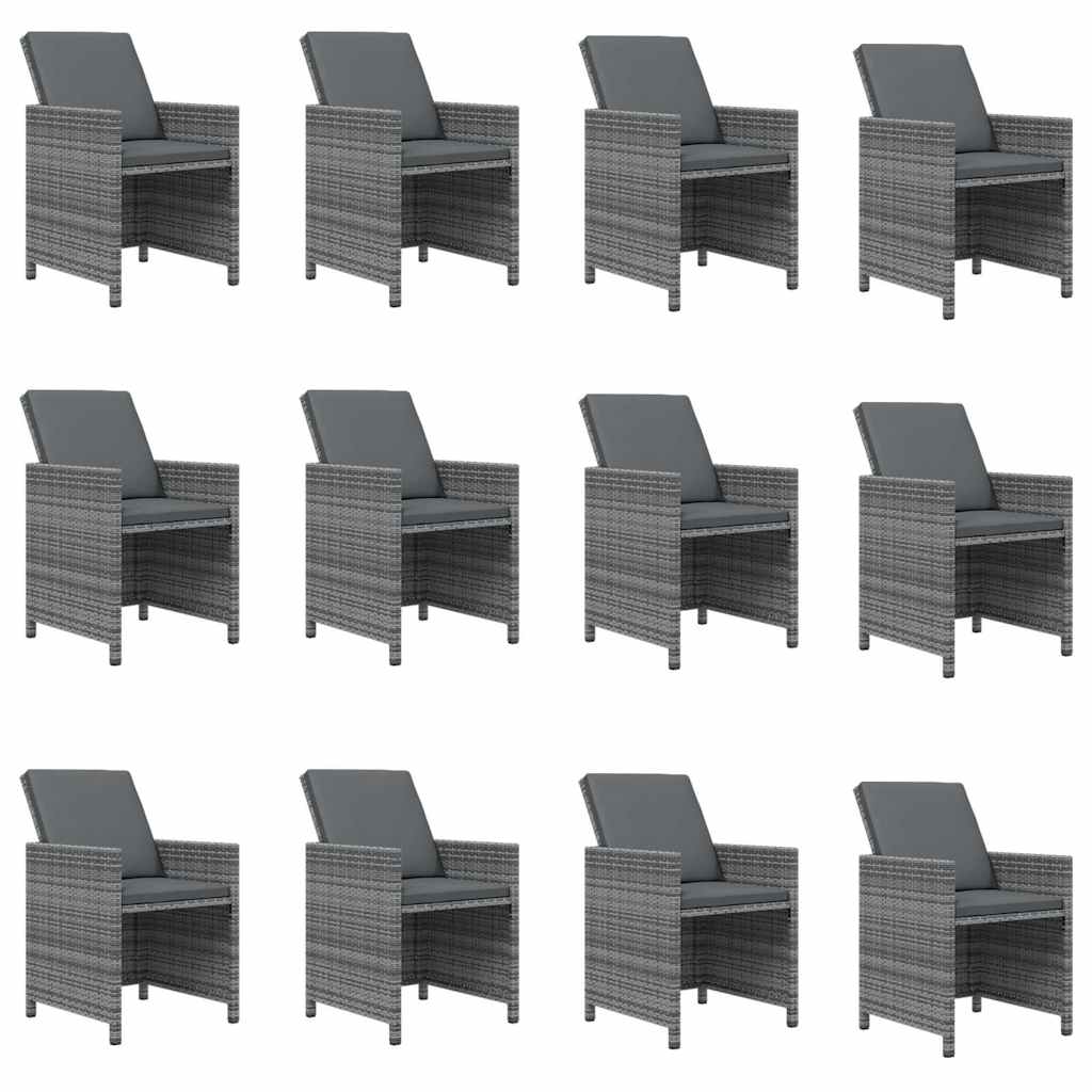13 részes szürke polyrattan kerti étkezőgarnitúra párnákkal 4