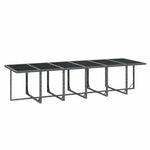13 részes szürke polyrattan kerti étkezőgarnitúra párnákkal 7