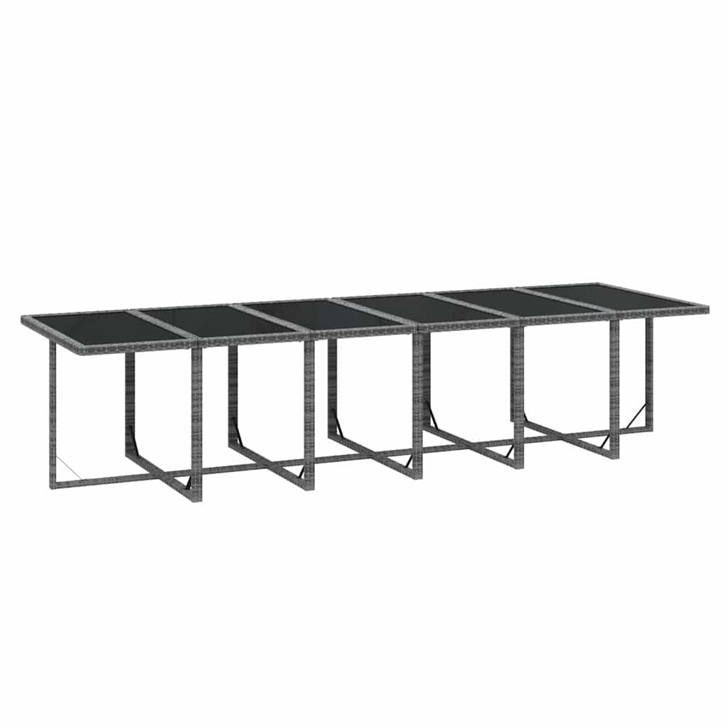 13 részes szürke polyrattan kerti étkezőgarnitúra párnákkal 7