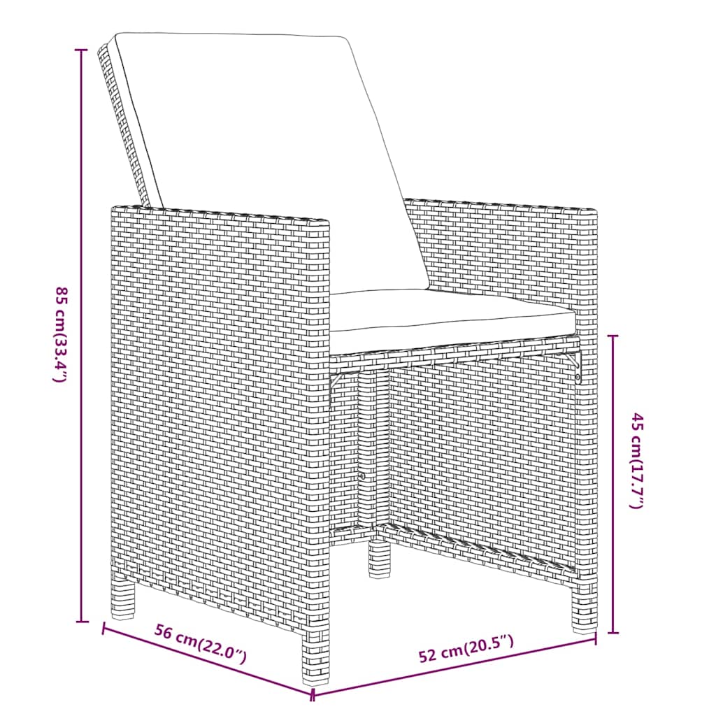 13 részes szürke polyrattan kerti étkezőgarnitúra párnákkal 9