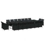 19 részes fekete polyrattan kerti étkezőgarnitúra párnákkal 3