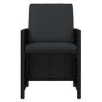 19 részes fekete polyrattan kerti étkezőgarnitúra párnákkal 6