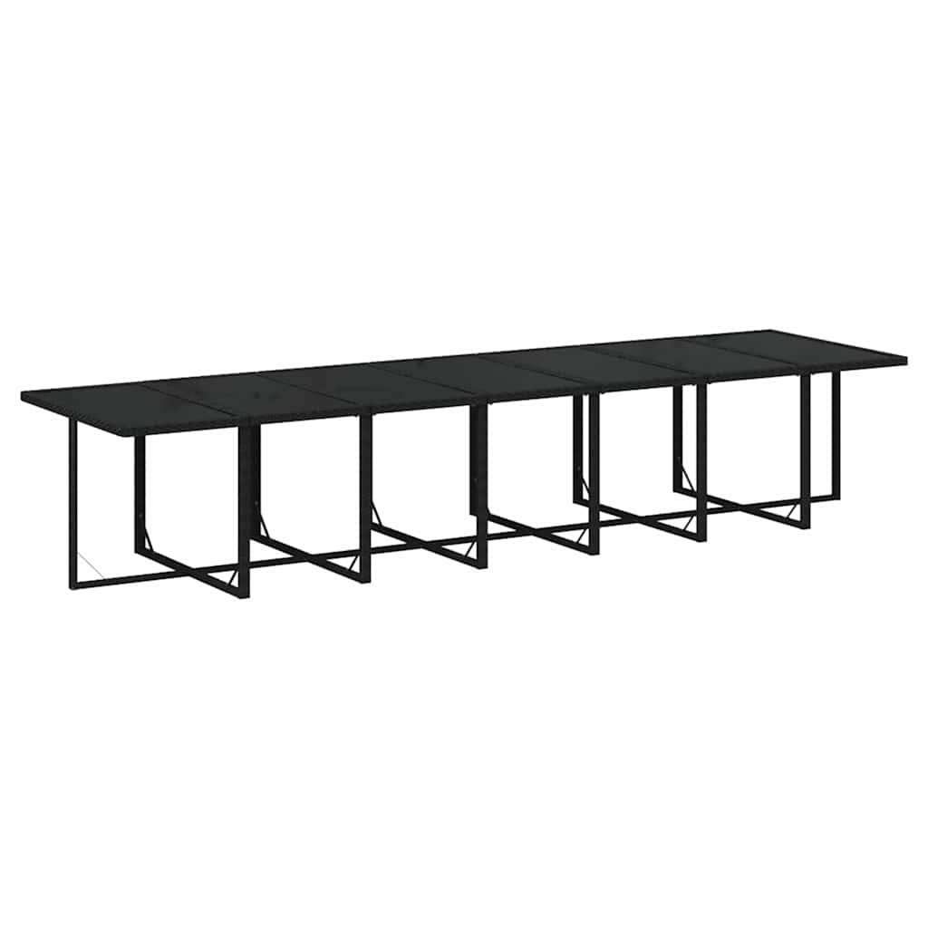 19 részes fekete polyrattan kerti étkezőgarnitúra párnákkal 7
