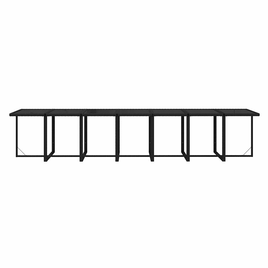 19 részes fekete polyrattan kerti étkezőgarnitúra párnákkal 8