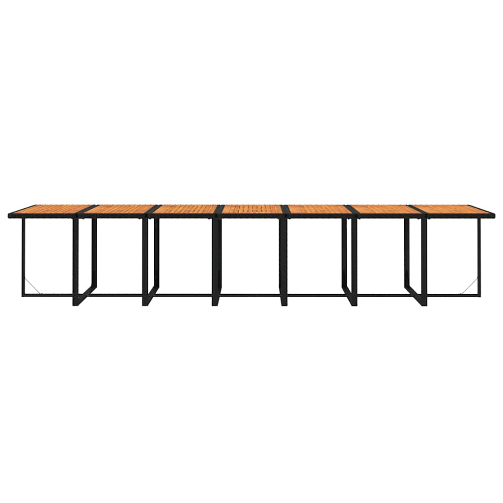 19 részes fekete polyrattan kerti étkezőgarnitúra párnákkal 8