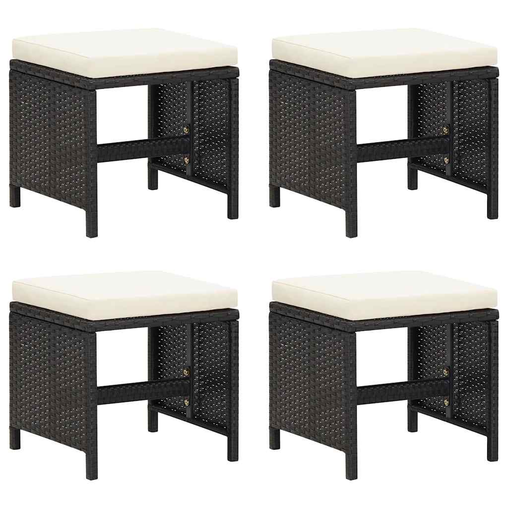 19 részes fekete polyrattan kerti étkezőgarnitúra párnákkal 7
