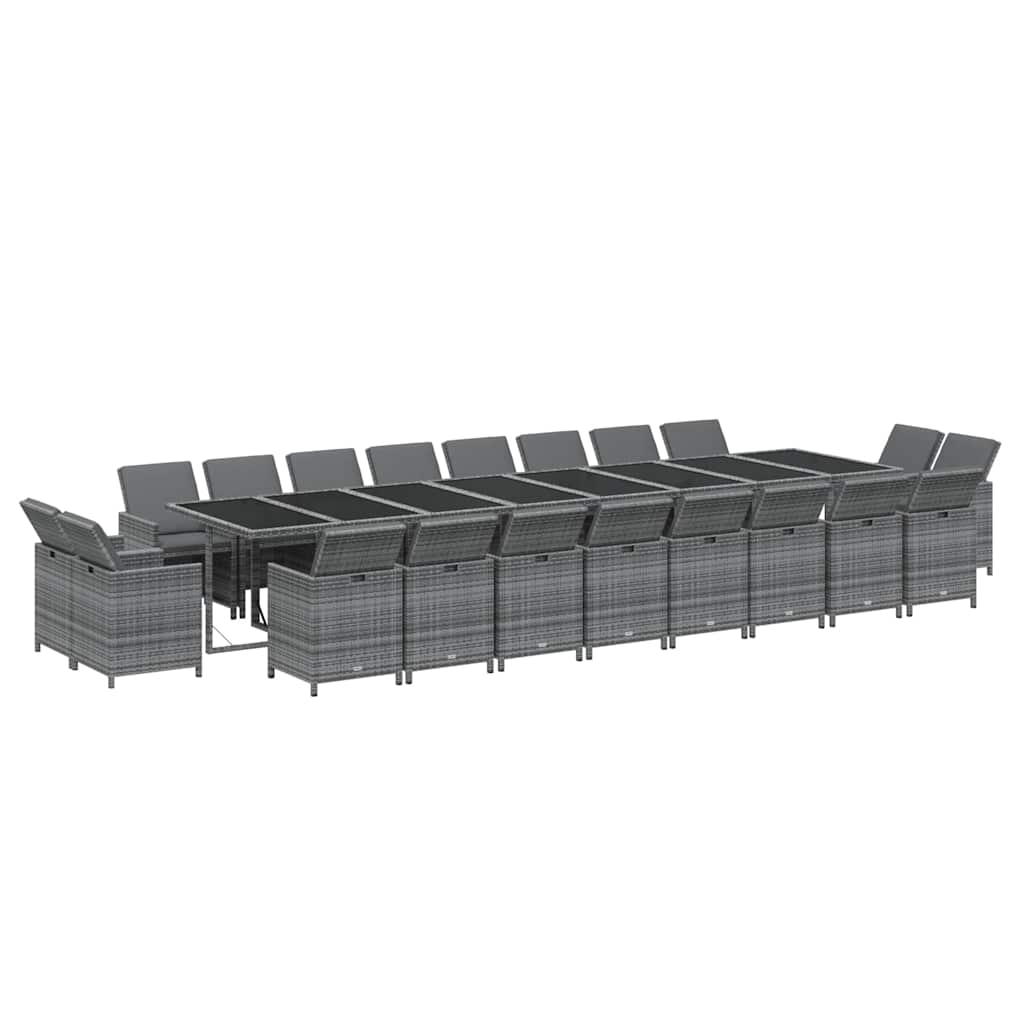 21 részes szürke polyrattan kerti étkezőgarnitúra párnákkal 3