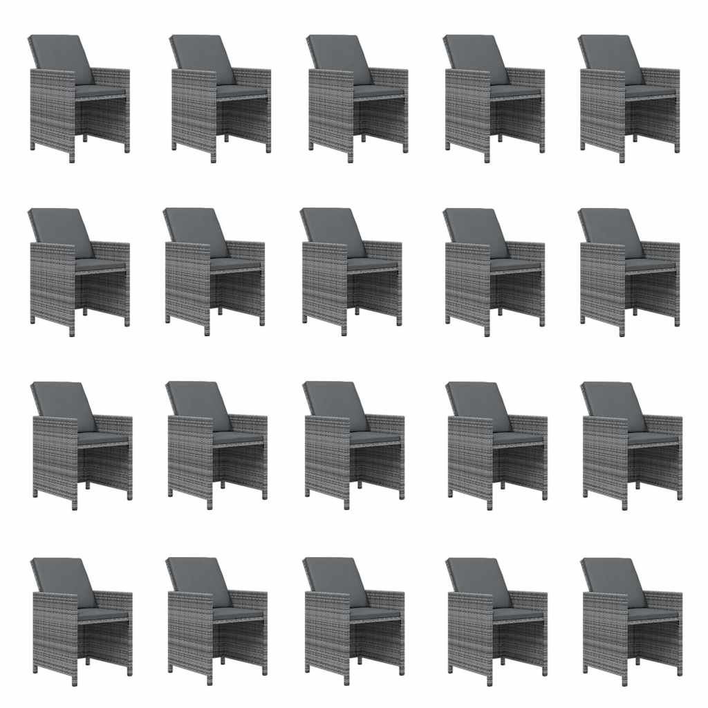 21 részes szürke polyrattan kerti étkezőgarnitúra párnákkal 4