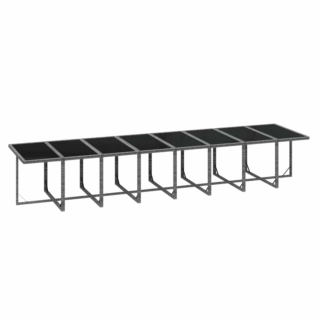 21 részes szürke polyrattan kerti étkezőgarnitúra párnákkal 7