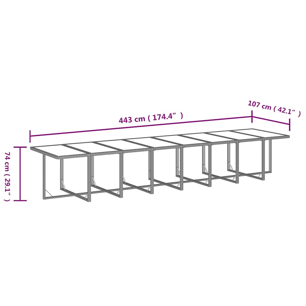 21 részes szürke polyrattan kerti étkezőgarnitúra párnákkal 10