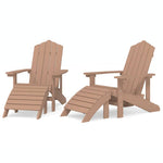 2 db barna HDPE kerti adirondack szék lábtartóval 2