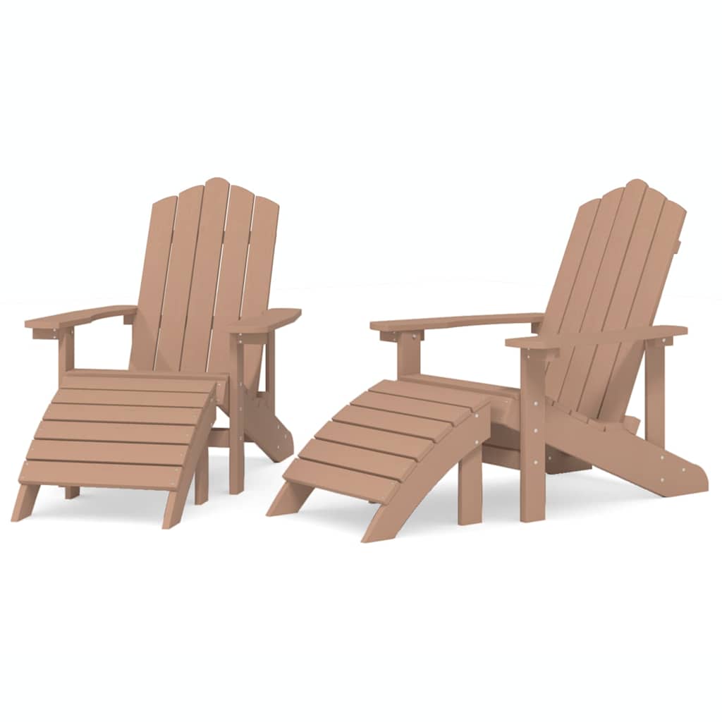 2 db barna HDPE kerti adirondack szék lábtartóval 2