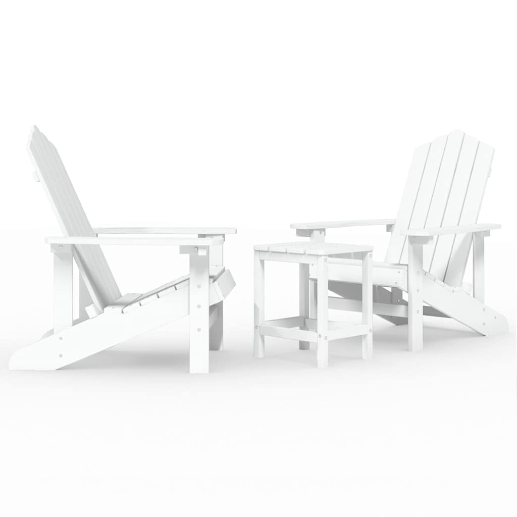 Fehér HDPE kerti adirondack székek asztallal 2