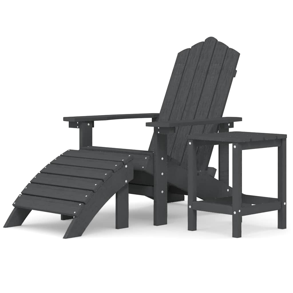 Antracitszürke kerti adirondack szék lábtartóval és asztallal 2