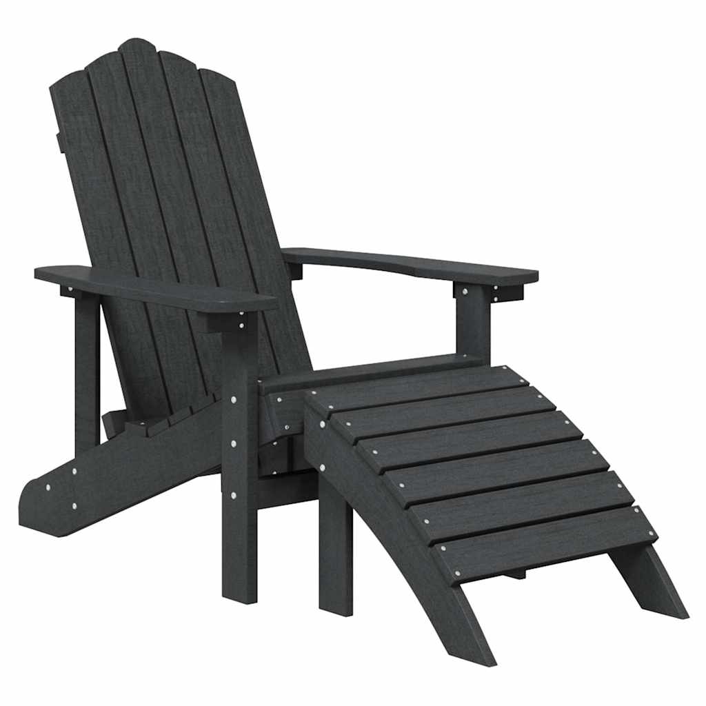 Antracitszürke kerti adirondack szék lábtartóval és asztallal 3