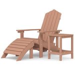 Barna HDPE kerti adirondack szék lábtartóval és asztallal 2