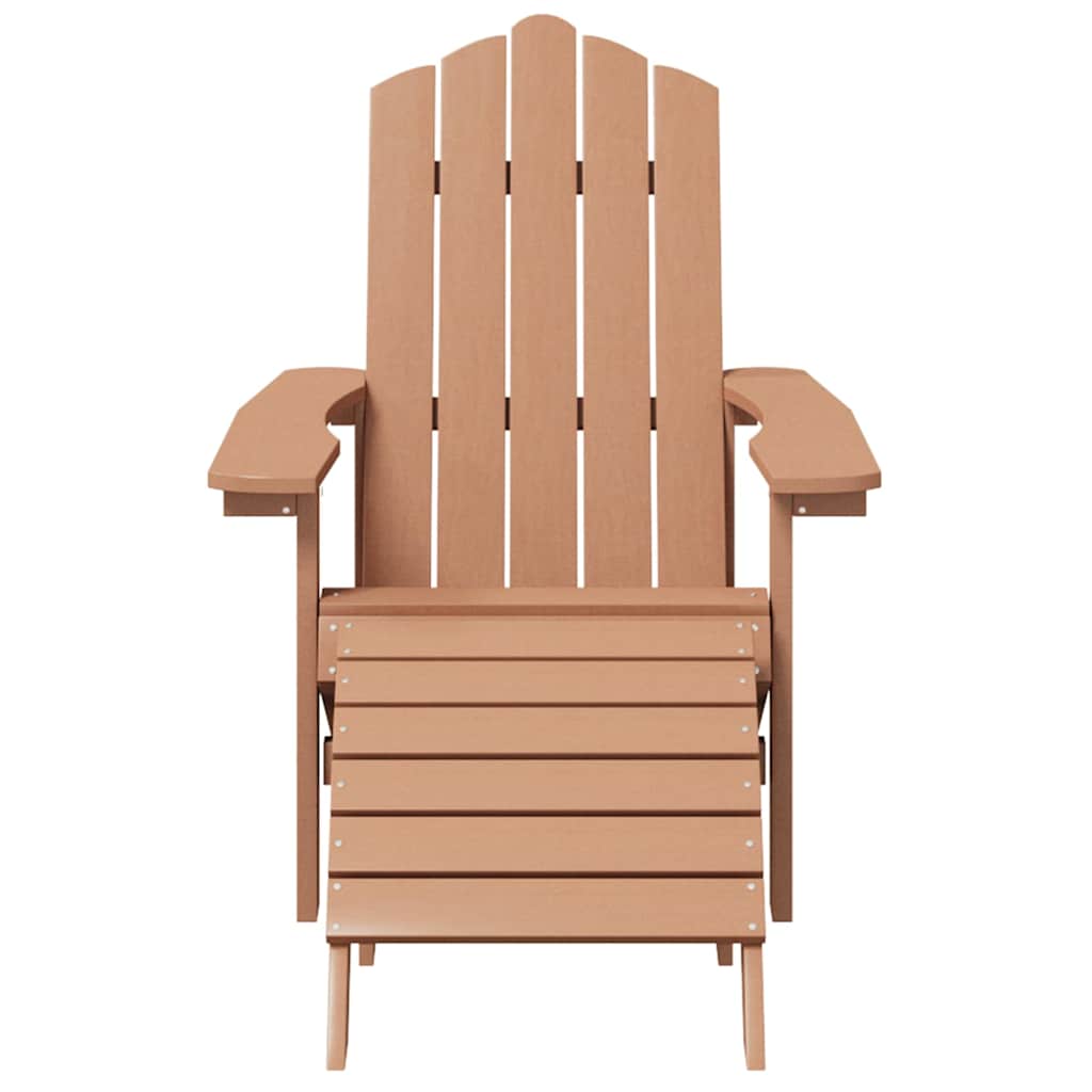 Barna HDPE kerti adirondack szék lábtartóval és asztallal 4