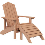 Barna HDPE kerti adirondack székek lábtartóval és asztallal 3