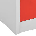 2 db világosszürke-piros acél zárható szekrény 90x45x92,5cm 7