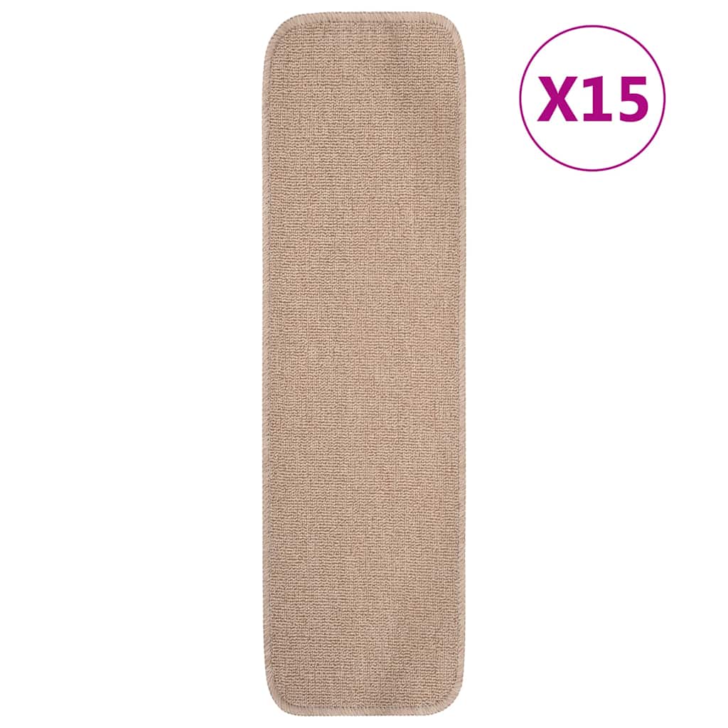 15 db bézs négyszögű csúszásmentes lépcsőszőnyeg 75 x 20 cm