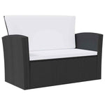 8 részes fekete polyrattan kerti társalgószett párnákkal 3