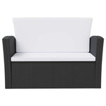 8 részes fekete polyrattan kerti társalgószett párnákkal 4