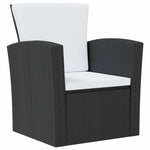 8 részes fekete polyrattan kerti társalgószett párnákkal 5