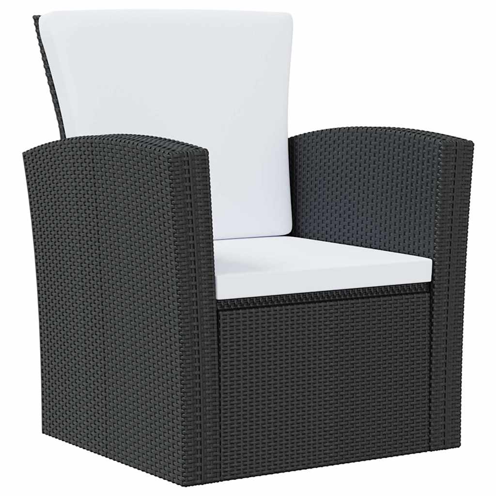 8 részes fekete polyrattan kerti társalgószett párnákkal 5