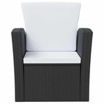 8 részes fekete polyrattan kerti társalgószett párnákkal 6