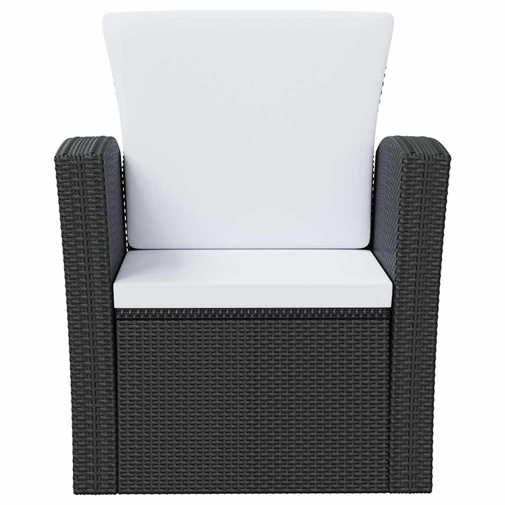 8 részes fekete polyrattan kerti társalgószett párnákkal 6