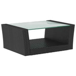 8 részes fekete polyrattan kerti társalgószett párnákkal 7