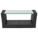 8 részes fekete polyrattan kerti társalgószett párnákkal 8