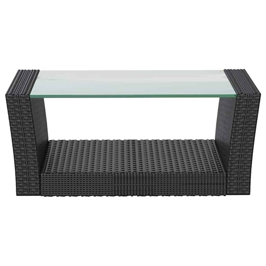8 részes fekete polyrattan kerti társalgószett párnákkal 8