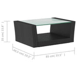 8 részes fekete polyrattan kerti társalgószett párnákkal 11