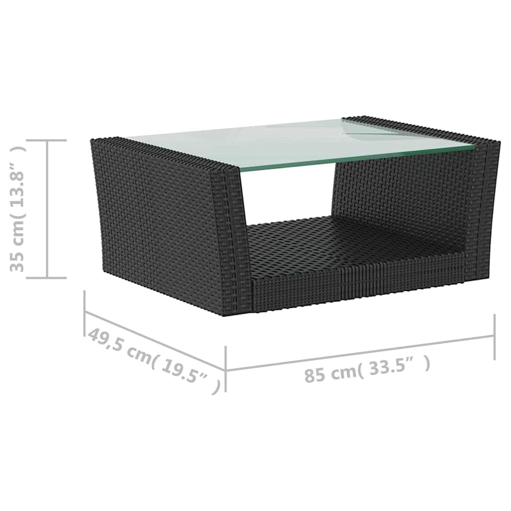 8 részes fekete polyrattan kerti társalgószett párnákkal 11