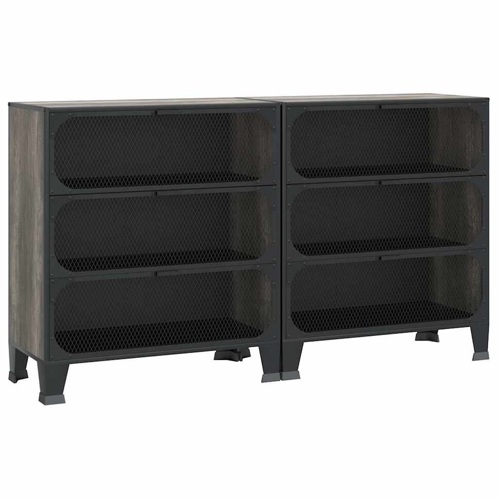 2 db szürke fém és MDF tárolószekrény 72 x 36 x 82 cm 2