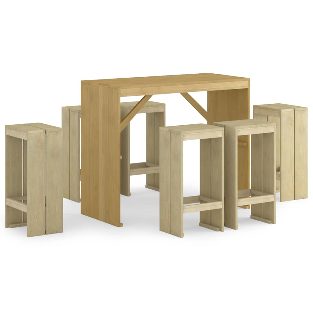 7 részes impregnált fenyőfa kerti bárgarnitúra 2